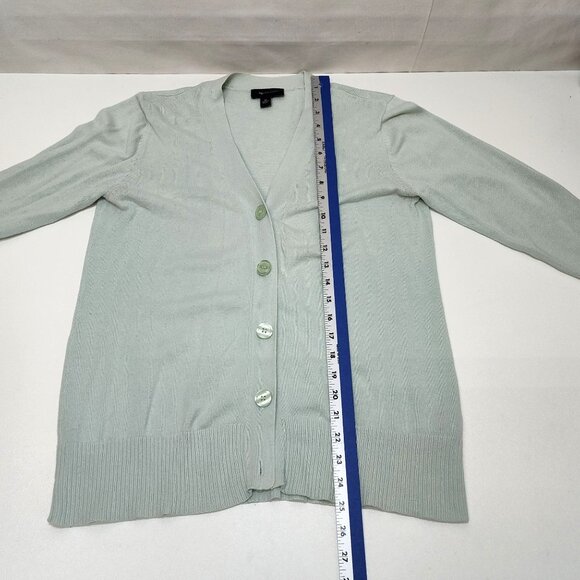 AB Studio Mint V-Neck Cardigan Medium 100% Cotton Lightweight Knit Style 0420M7M - Picture 9 of 9
